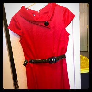Dressbarn red knee length dress with belt